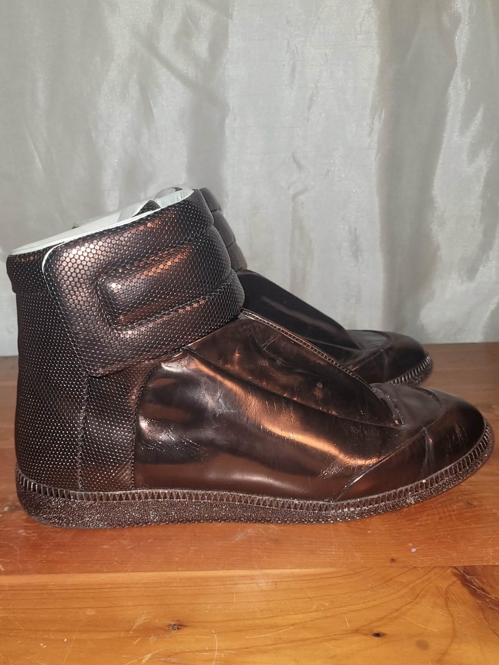 Men's Maison Margiela High-Top Leather Sneakers in Dark Brown